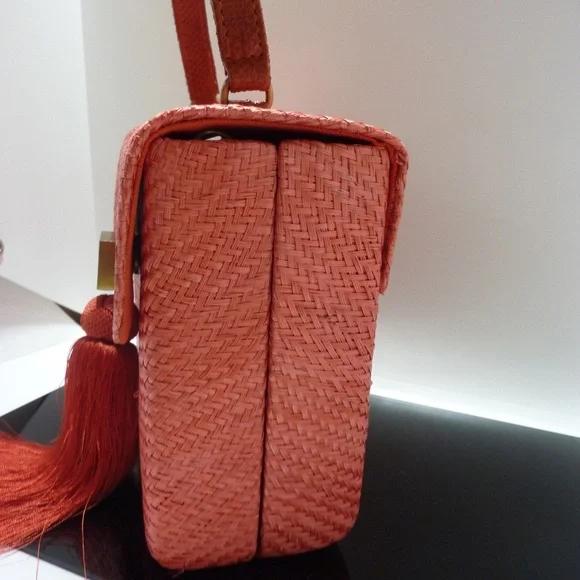 Serpui MarieWicker RATTAN Bag TOP HANDLE Collectible CROSSBODY CHAINTASSEL